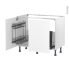 #Meuble de cuisine Sous évier <br />HELIA Blanc, 2 portes lessiviel-poubelle coulissante , L100 x H70 x P58 cm 