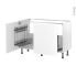 #Meuble de cuisine Sous évier <br />HELIA Blanc, 2 portes lessiviel-poubelle coulissante , L120 x H70 x P58 cm 