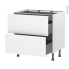 #Meuble de cuisine Casserolier <br />HELIA Blanc, 2 tiroirs 1 tiroir à l'anglaise, L80 x H70 x P58 cm 