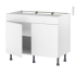 #Meuble de cuisine Bas <br />Faux tiroir haut, HELIA Blanc, 2 portes, L100 x H70 x P58 cm 