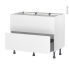 #Meuble de cuisine Casserolier <br />Faux tiroir haut, HELIA Blanc, 1 tiroir, L100 x H70 x P58 cm 