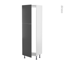 Colonne de cuisine N°2721 - Armoire frigo encastrable - HELIA Gris - 2 portes - L60 x H195 x P58 cm