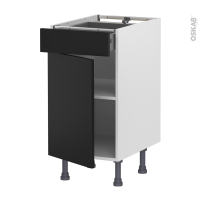 Meuble de cuisine - Bas - HELIA Noir - 1 porte 1 tiroir  - L40 x H70 x P58 cm