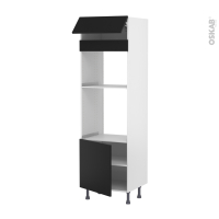 Colonne de cuisine N°516 - Four+MO encastrable niche 45 - HELIA Noir - 1 abattant 1 porte - L60 x H195 x P58 cm