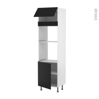 Colonne de cuisine N°1021 - Four+MO encastrable niche 45 - HELIA Noir - 1 abattant 1 porte - L60 x H217 x P58 cm