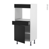 Colonne de cuisine N°56 - Four encastrable niche 45  - HELIA Noir - 1 porte 1 tiroir - L60 x H125 x P58 cm