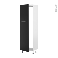 Colonne de cuisine N°2721 - Armoire frigo encastrable - HELIA Noir - 2 portes - L60 x H195 x P58 cm