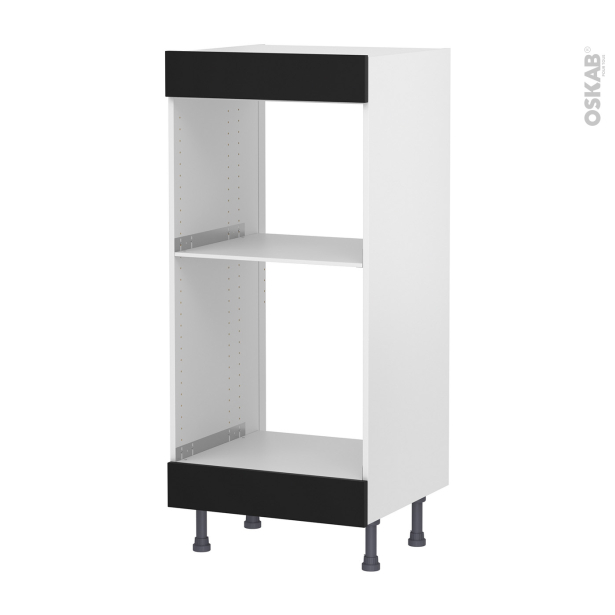 Colonne de cuisine N°3 Four+MO encastrable niche 45 <br />HELIA Noir, L60 x H125 x P58 cm 