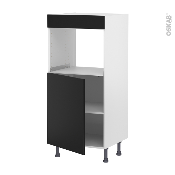 Colonne de cuisine N°21 Four encastrable niche 45  <br />HELIA Noir, 1 porte, L60 x H125 x P58 cm 