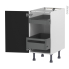 #Meuble de cuisine Bas <br />HELIA Noir, 2 tiroirs à l'anglaise, L40 x H70 x P58 cm 