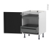 #Meuble de cuisine Bas <br />HELIA Noir, 2 tiroirs à l'anglaise, L60 x H70 x P58 cm 