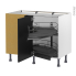 #Meuble de cuisine Angle bas <br />HELIA Noir, Demi lune coulissant, Tirant gauche 1 porte L50 cm mobile, L100 x H70 x P58 cm 