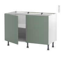 Meuble de cuisine - Bas - HELIA Vert - 2 portes - L120 x H70 x P58 cm