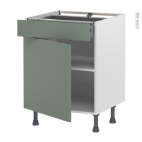 Meuble de cuisine - Bas - HELIA Vert - 1 porte 1 tiroir - L60 x H70 x P58 cm