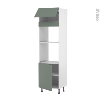 Colonne de cuisine N°1021 - Four+MO encastrable niche 45 - HELIA Vert - 1 abattant 1 porte - L60 x H217 x P58 cm