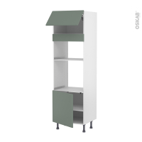 Colonne de cuisine N°1016 - Four+MO encastrable niche 36/38 - HELIA Vert - 1 abattant 1 porte - L60 x H195 x P58 cm