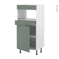 Colonne de cuisine N°21 - MO encastrable niche 36/38 - HELIA Vert - 1 porte 1 tiroir - L60 x H125 x P58 cm