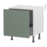 Meuble de cuisine - Bas coulissant - HELIA Vert - 1 porte - L60 x H57 x P58 cm