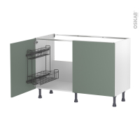 Meuble de cuisine - Sous évier - HELIA Vert - 2 portes lessiviel - L120 x H70 x P58 cm