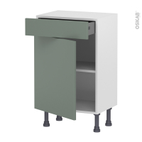 Meuble de cuisine - Bas - HELIA Vert - 1 porte 1 tiroir - L50 x H70 x P37 cm