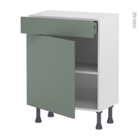 Meuble de cuisine - Bas - HELIA Vert - 1 porte 1 tiroir - L60 x H70 x P37 cm