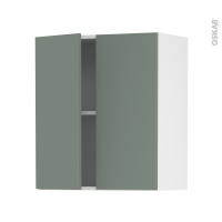 Meuble de cuisine - Haut ouvrant - HELIA Vert - 2 portes - L60 x H70 x P37 cm