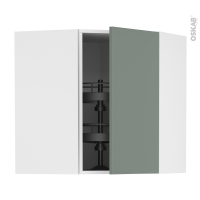 Meuble de cuisine - Angle haut - HELIA Vert - Tourniquet 1 porte N°19 L40 cm - L65 x H70 x P37 cm