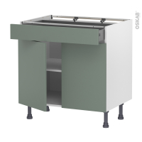 Meuble de cuisine - Bas - HELIA Vert - 2 portes 1 tiroir - L80 x H70 x P58 cm