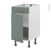 Meuble de cuisine - Bas - Faux tiroir haut - HELIA Vert - 1 porte  - L40 x H70 x P58 cm