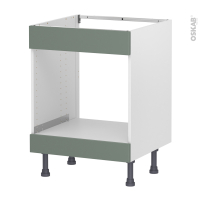Meuble de cuisine - Bas MO encastrable niche 45 - Faux tiroir haut - HELIA Vert - L60 x H70 x P58 cm
