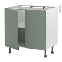 Meuble de cuisine - Bas - HELIA Vert - 2 portes - L80 x H70 x P58 cm