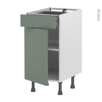 Meuble de cuisine - Bas - HELIA Vert - 1 porte 1 tiroir  - L40 x H70 x P58 cm