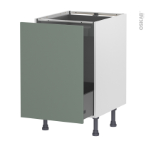 Meuble de cuisine - Bas coulissant - HELIA Vert - 1 porte 1 tiroir à l'anglaise - L50 x H70 x P58 cm