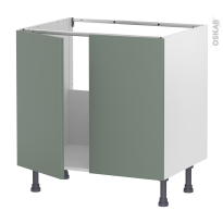 Meuble de cuisine - Sous évier - HELIA Vert - 2 portes - L80 x H70 x P58 cm