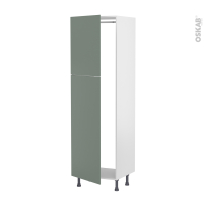 Colonne de cuisine N°2721 - Armoire frigo encastrable - HELIA Vert - 2 portes - L60 x H195 x P58 cm