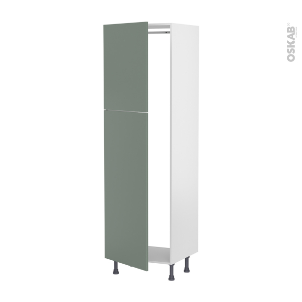 Colonne de cuisine N°2721 Armoire frigo encastrable <br />HELIA Vert, 2 portes, L60 x H195 x P58 cm 