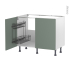 #Meuble de cuisine Sous évier <br />HELIA Vert, 2 portes lessiviel, L100 x H70 x P58 cm 