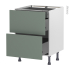 #Meuble de cuisine Casserolier <br />HELIA Vert, 2 tiroirs 1 tiroir à l'anglaise, L60 x H70 x P58 cm 