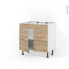 #Meuble de cuisine - Bas - Faux tiroir haut - HOSTA Chêne naturel - 2 portes - L80 x H70 x P58 cm
