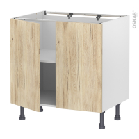 Meuble de cuisine - Bas - IKORO Chêne clair - 2 portes - L80 x H70 x P58 cm