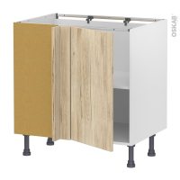 Meuble de cuisine - Angle bas réversible - IKORO Chêne clair - 1 porte N°19 L40 cm - L80 x H70 x P58 cm