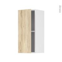 Meuble de cuisine - Haut ouvrant - IKORO Chêne clair - 1 porte - L30 x H70 x P37 cm