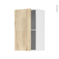 Meuble de cuisine - Haut ouvrant - IKORO Chêne clair - 1 porte - L40 x H70 x P37 cm