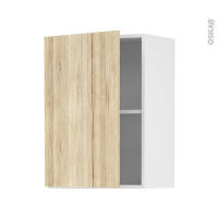 Meuble de cuisine - Haut ouvrant - IKORO Chêne clair - 1 porte - L50 x H70 x P37 cm