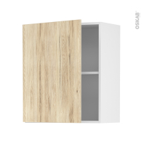 Meuble de cuisine - Haut ouvrant - IKORO Chêne clair - 1 porte - L60 x H70 x P37 cm
