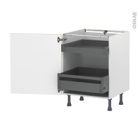Meuble de cuisine - Bas - IKORO Chêne clair - 2 tiroirs à l'anglaise - L60 x H70 x P58 cm