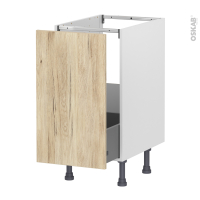 Meuble de cuisine - Sous évier - IKORO Chêne clair - 1 porte coulissante - L40 x H70 x P58 cm