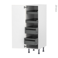 Colonne de cuisine N°26 - Armoire de rangement - IKORO Chêne clair - 4 tiroirs à l'anglaise - L40 x H125 x P58 cm