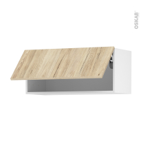 Meuble de cuisine - Haut abattant - IKORO Chêne clair - 1 porte - L80 x H35 x P37 cm