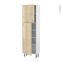 Colonne de cuisine N°2127 - Armoire étagère - IKORO Chêne clair - 2 portes - L60 x H195 x P37 cm